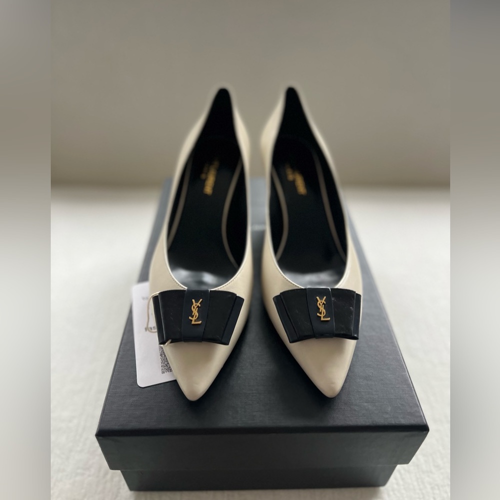 Leather Anais Bow Pumps 55 - Picture 4 of 14